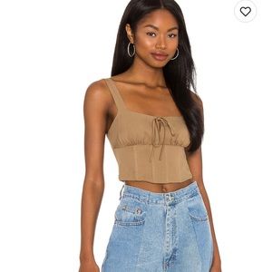 Lovers + Friends Steph tank top/corset size small. Never worn. Army green/tan